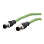 METZ CONNECT M12 tinklo kabelis - M12 (4 kontaktų) (ki&scaron;tukas) į M12 (4 kontaktų) (ki&scaron;tukas) - 2 m - ekranuotas - CAT 5e - vytas - žalias