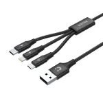 USB laidas Unitek C14049BK &ndash; USB-C į Micro-USB B/Lightning, USB 2.0, 1,2 m, juodas