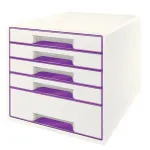 Leitz WOW Cube 5 stalčių spintelė, 5 stalčiai, plastikas, violetinė, balta, 1 vnt., 287 mm, 270 mm