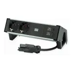 Maitinimo modulis Bachmann DESK2 su 2x CEE7/3 lizdais ir USB, 100W USB C/C, GST18 0,2m, juodas