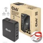CLUB3D International Travel Charger 140W GaN technologija, keturių prievadų USB-A (1x) ir USB-C (3x), PPS + Power Delivery 3.1 palaikymas
