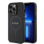 GUESS Saffiano PU MagSafe Case, skirta iPhone 15 Pro, juoda