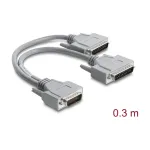 Delock adapterio Y-kabelis Serial RS-232 LFH D-Sub HD 60 kontaktų ki&scaron;tukas į 2x D-Sub 25 kontaktų ki&scaron;tukus 0,3 m pilkas