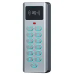 HISMART TV993758 autonominė įeigos kontrolės klaviatūra su Mifare 13,56 MHz kortelių skaitytuvu ir integruotu valdikliu, PIN, 2000 naudotojų, Wiegand 26/34, IP68, sidabrinė