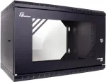 GETFORT ECO v3 19 inch 6U sieninis 19 inch spintos stovas su grūdinto stiklo durimis, 520x450 mm, juodas