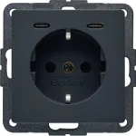 HAGER BERKER 48156086 Schuko lizdas su USB-C PD 20W įkrovikliu, poliarinė balta matinė