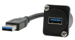 EXSYS EX-49164 USB 3.2 Gen 1 D-Type skydelio montavimo adapterio kabelis, USB-A ki&scaron;tukas į lizdą, 20 cm, juodas