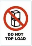 RILLPRINT DO NOT TOP LOAD įspėjamieji lipdukai su nuolatiniu klijų sluoksniu, balti su raudonu/juodu tekstu, 74 x 105 mm, 500 lipdukų ritinyje 76950