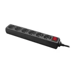 Prailginimo laidas LogiLink LPS202B 1,4 m 6 ki&scaron;tukinių lizdų juodas