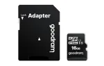 MicroSDHC atminties kortelė GOODRAM 16 GB Class 10 UHS-I (U1), skaitymas 100 MB/s, ra&scaron;ymas 10 MB/s, atspari magnetiniams laukams, su SD adapteriu