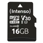 Intenso 3433470 microSDHC 16GB C10/UHS-I/U3/V30 atminties kortelė su SD adapteriu