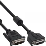 InLine DVI-D kabelis 24+1 M/F, Dual Link, 2 ferito žiedai, 2 m