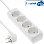 InLine ki&scaron;tukinis lizdų blokas, 4 lizdai su apsauginiu kontaktu CEE 7/3, baltas, 5 m