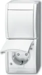 BUSCH JAEGER 2601/6/20 EBW-54 - Ki&scaron;tukinis lizdas F tipas 2P+E - Baltas - IP44 - 250 V - 16 A