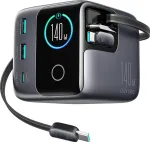 Maitinimo adapteris Joyroom JR-TRD01 GaN 140W su 5 prievadais ir dviem įtraukiamais kabeliais