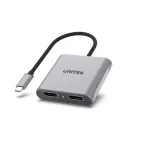 Vaizdo kabelio adapteris UNITEK V1404A 0,15 m USB Type-C į 2x DisplayPort