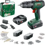 BOSCH UniversalImpact 18V belaidis smūginis gręžtuvas (žalia/juoda, 2&times;1,5 Ah ličio jonų, 241 dalies rinkinys)