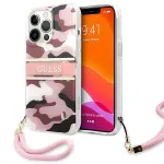 Guess Camo Strap Collection kietas dėklas, skirtas Apple iPhone 13 Pro / iPhone 13, rožinis