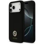 Guess Silicone Logo Strass 4G MagSafe Dėklas, skirtas iPhone 17 Pro Max, juodas