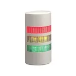 PATLITE WEP-302FB-RYG LED Signal Tower, 3-Tier Red/Yellow/Green, Buzzer, Wall Mount, 24V DC, IP65, White
