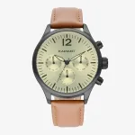 RADIANT Vyri&scaron;kas analoginis kvarcinis laikrodis RA641704 43mm nerūdijančio plieno korpusas, juodas ciferblatas, odinis dirželis