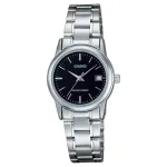CASIO LTP-V002D-1A Moteri&scaron;kas analoginis kvarcinis laikrodis, 31 mm nerūdijančio plieno