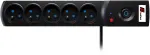 Getfort 5P 1,5m Black Surge Protected Power Strip