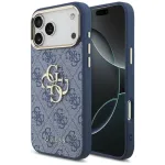 Guess 4G Big Classic Logo dėklas, skirtas iPhone 18 Pro Max / 17 Pro Max, mėlynas ir auksinis