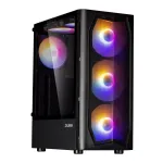 Zalman N4 Rev.1 vidutinio bok&scaron;to ATX korpusas su 6 ARGB ventiliatoriais, grūdintu stiklu, juodas