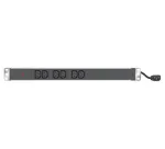 EXERTIS CONNECT 19 inch 1U 6 lizdų C13 PDU, aliuminio korpusas, 2,5 m Schuko kabelis, RAL 9005 juodas (808900)