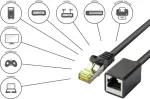 GoodConnections Cat.7 S/FTP RJ45 prailginimo kabelis su fiksatoriaus apsauga, be halogenų, 1 m, juodas 8070VR-010S