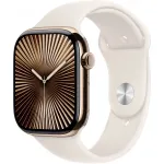 APPLE Watch Series 10 GPS + Cellular 46mm Auksinis Titano Korpusas su Žvaigždėtos &Scaron;viesos Sporto Juosta - S/M