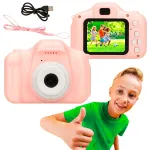 Vaiki&scaron;ka skaitmeninė fotokamera Extralink H20 Pink 1080P 30fps 2.0 colių ekranas