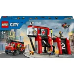 Konstruktorius LEGO City Gaisrinė su pasukamaisiais kopėčiais 60414 &ndash; 843 dalys, 5 minifigūrėlės