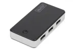 DIGITUS USB 3.0 4 prievadų i&scaron;orinis USB mazgas, juodas, fortepijono blizgesys