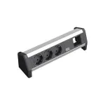 Prailginimo blokas Bachmann 3x Schuko 1x GST18 juodas sidabrinis