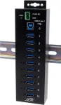 USB &scaron;akotuvas Exsys EX-1580SHMVS 10 prievadų valdomas su USB laidu ir DIN bėgelio tvirtinimo rinkiniu