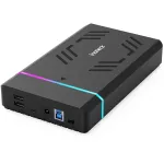 Inateck FE3003 RGB 3,5 USB 3.0 i&scaron;orinis diskų dėklas 2,5/3,5 SATA HDD/SSD, juodas