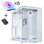 Lian Li O11 Dynamic EVO RGB PC korpuso rinkinys, Midi-Tower, ARGB, grūdintas stiklas + 6x UNI FAN SL-INF Reverse Blade ventiliatorius - balta