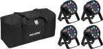 LED Mini PARty RGBW prožektorių rinkinys EUROLITE AKKU MK2 4 vnt. su mink&scaron;tu krep&scaron;iu