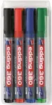 Permanentinis markeris Edding 360 brush tip rinkinys 4 vnt. &ndash; juoda, mėlyna, žalia, raudona