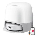 &Scaron;lavimo ir &scaron;luostymo robotas Roborock Qrevo Curv 2 FlowX su 5200 mAh baterija, 2,5 l automatine dulkių i&scaron;tu&scaron;tinimo stotele, programėlės valdymu, baltas