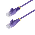 StarTech.com 15m Violetas plonas CAT6 Ethernet kabelis, be užkliuvimų, 100W PoE, UTP, LSZH, 28AWG gryna vario viela, plonas RJ45 tinklo jungiamasis laidas su įtempimo mažinimo elementais, individualiai i&scaron;bandytas
