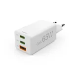 Hama 00125142 greitasis 65 W įkroviklis su GaN technologija, 3 prievadai (2x USB-C, 1x USB-A), balta