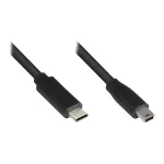 Jungiamasis laidas USB 2.0, USB-C(TM) ki&scaron;tukas į Mini B 5 kontaktų ki&scaron;tuką, juodas, 3 m, Good Connections (3310-CM030)