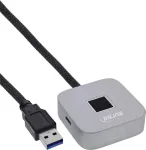 USB pir&scaron;tų atspaudų skaitytuvas su stotelė InLine 41360K, Windows Hello, 1,5 m laidas, sidabrinis