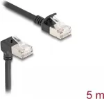 Delock RJ45 tinklo kabelis Cat.6A S/FTP Slim 90&deg; vir&scaron;uje kampuotas / tiesus 5 m juodas (80290)