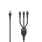 SEEK TOTI USB A į Micro USB / USB-C / Lightning 1,5m Pintas Laidas 2A (ne MFI) Juodas