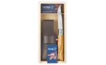 OPINEL No. 08 Olive Wood Folding Knife su Odiniu Mak&scaron;tu Dovanų Dėžutėje