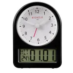 KIENZLE Retro Alarm Clock (14985) &ndash; juodas metalinis korpusas, baltas ciferblatas, &scaron;viečiančios rodyklės